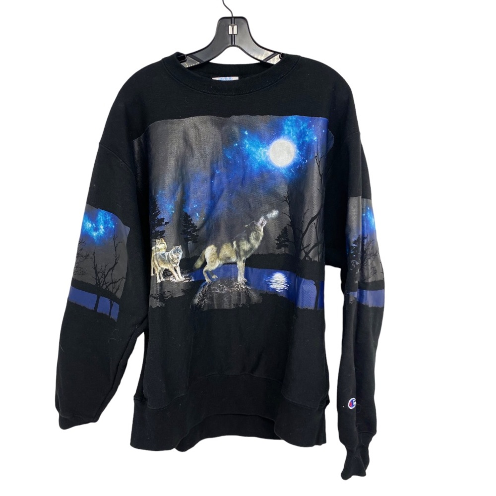 Champion men’s vintage reverse weave wolf motif crewneck sweatshirt